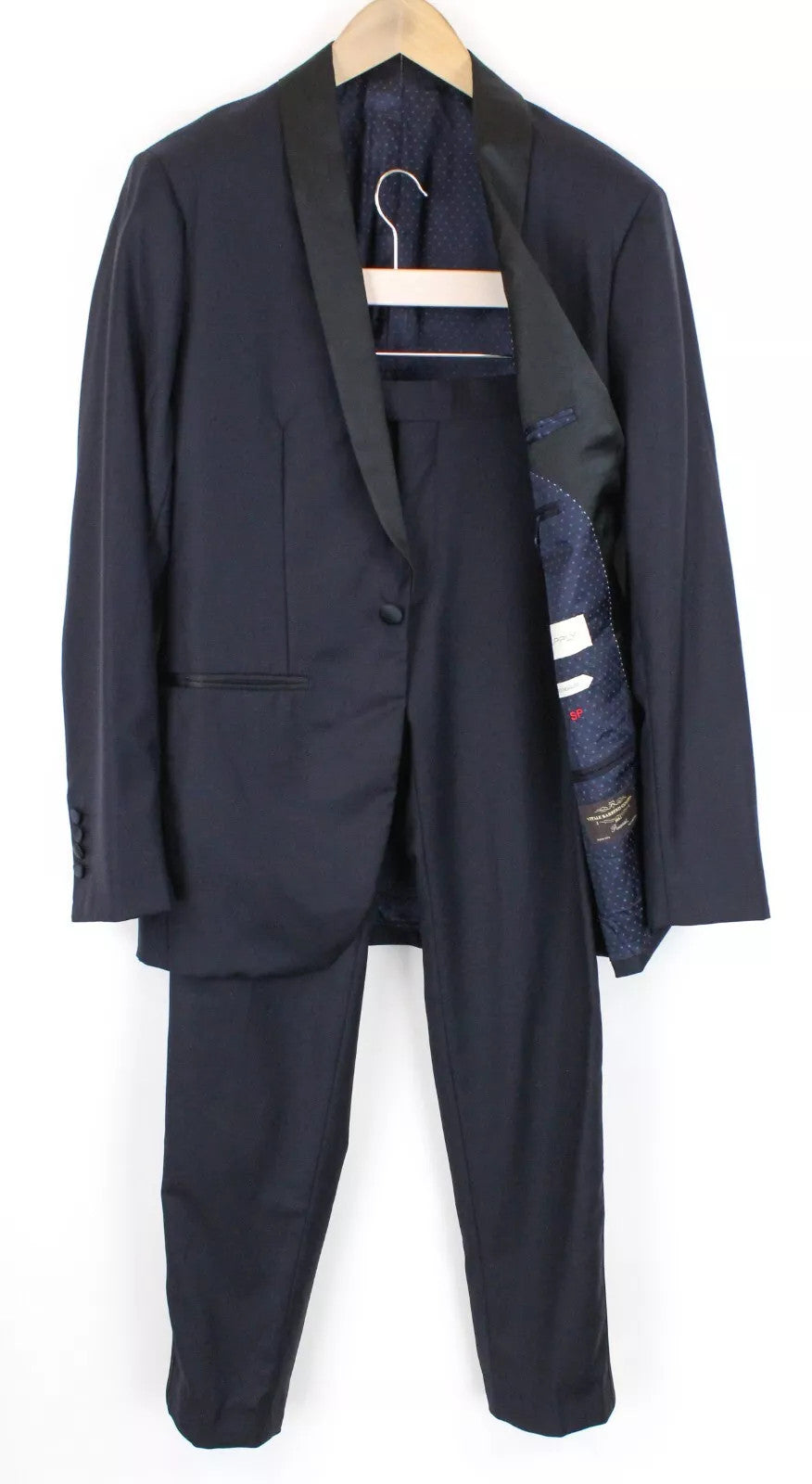 SUITSUPPLY Lazio Men's Suit UK34 Navy Tux Wool Single-Breasted Lined