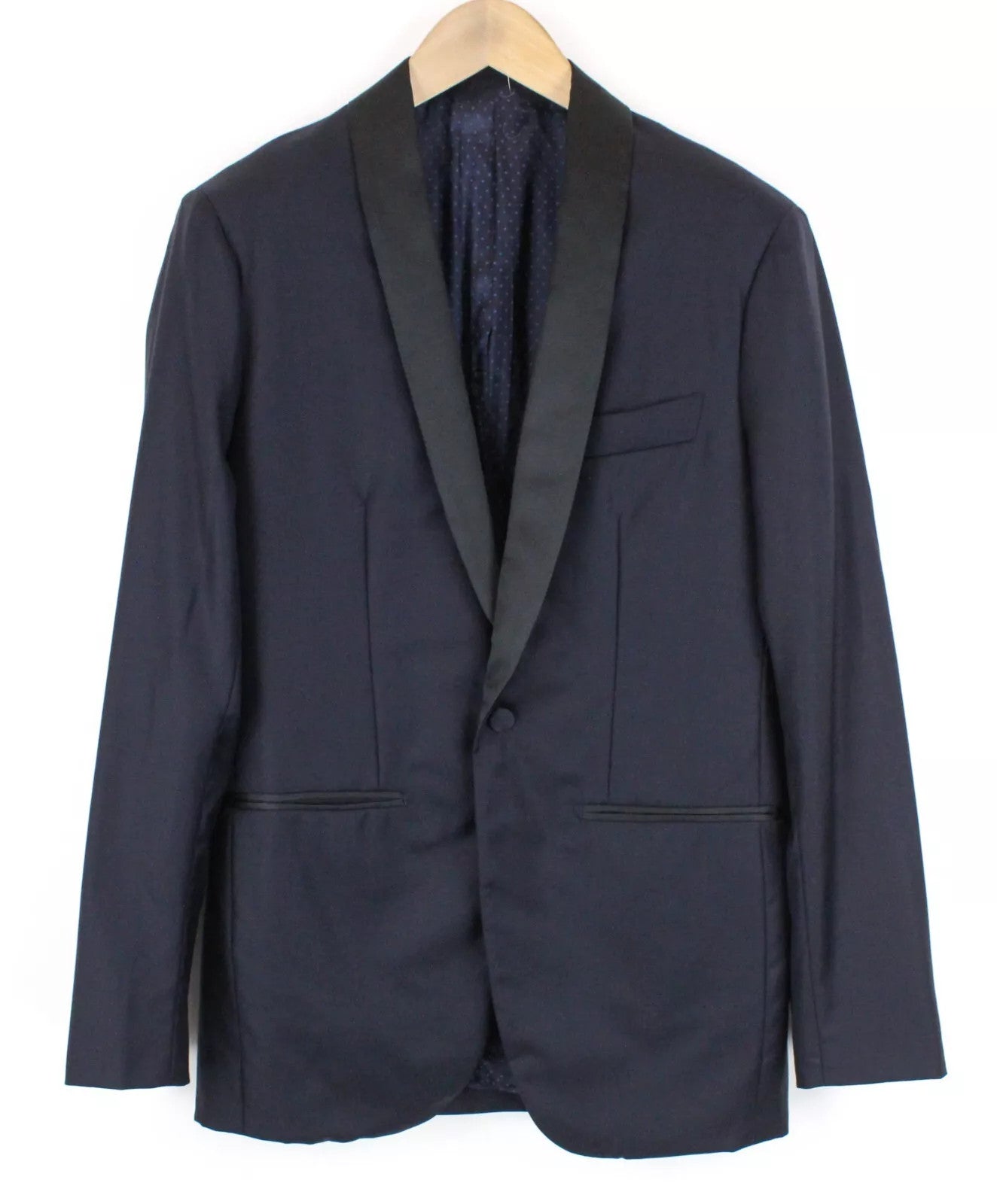 SUITSUPPLY Lazio Men's Suit UK34 Navy Tux Wool Single-Breasted Lined