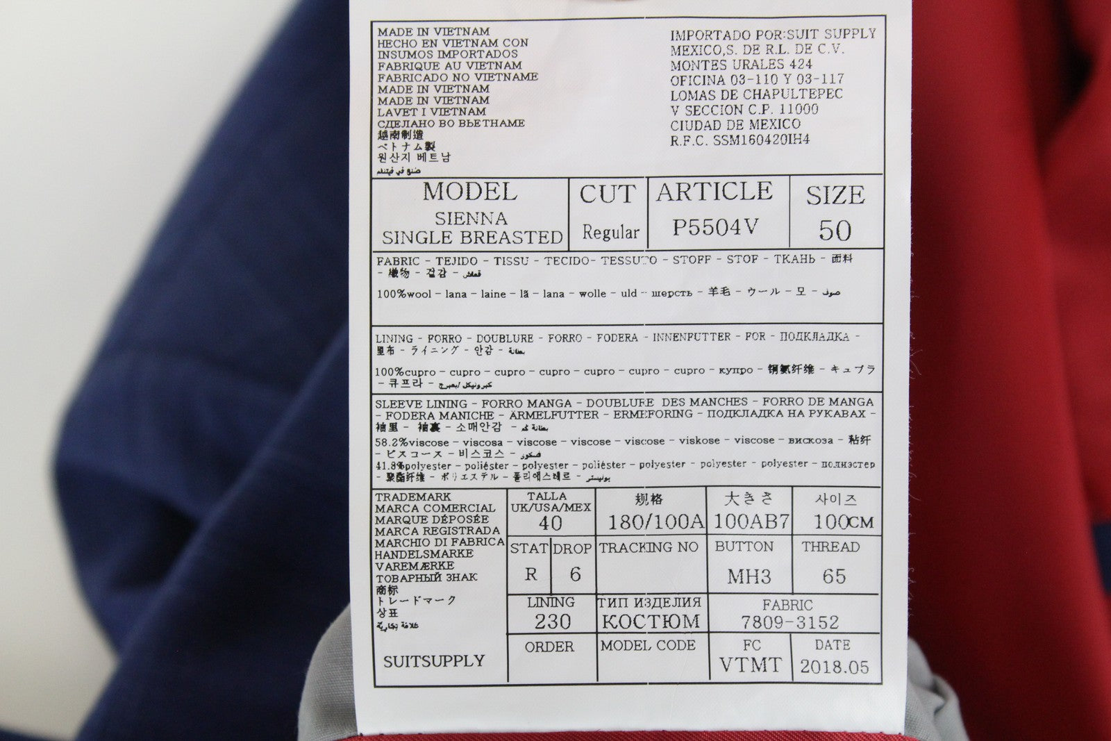 SUITSUPPLY Sienna Mens Blazer UK40R Super 130's Wool Checked Lined Dress