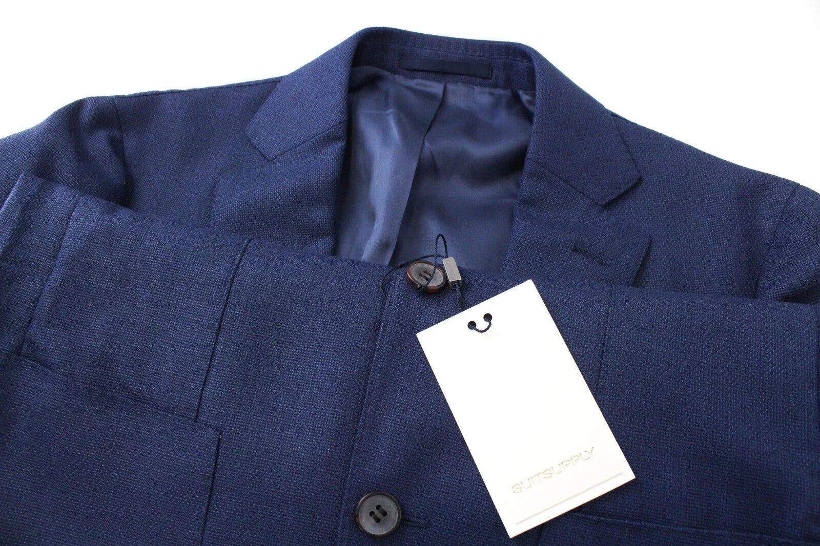 SUITSUPPLY Havana Men's Blazer UK34R Blue Wool Notch Collar Single-Breasted