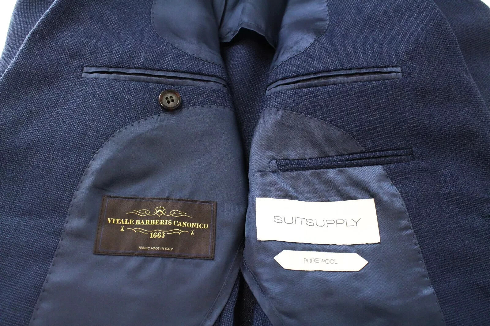 SUITSUPPLY Havana Men's Blazer UK34R Blue Wool Notch Collar Single-Breasted