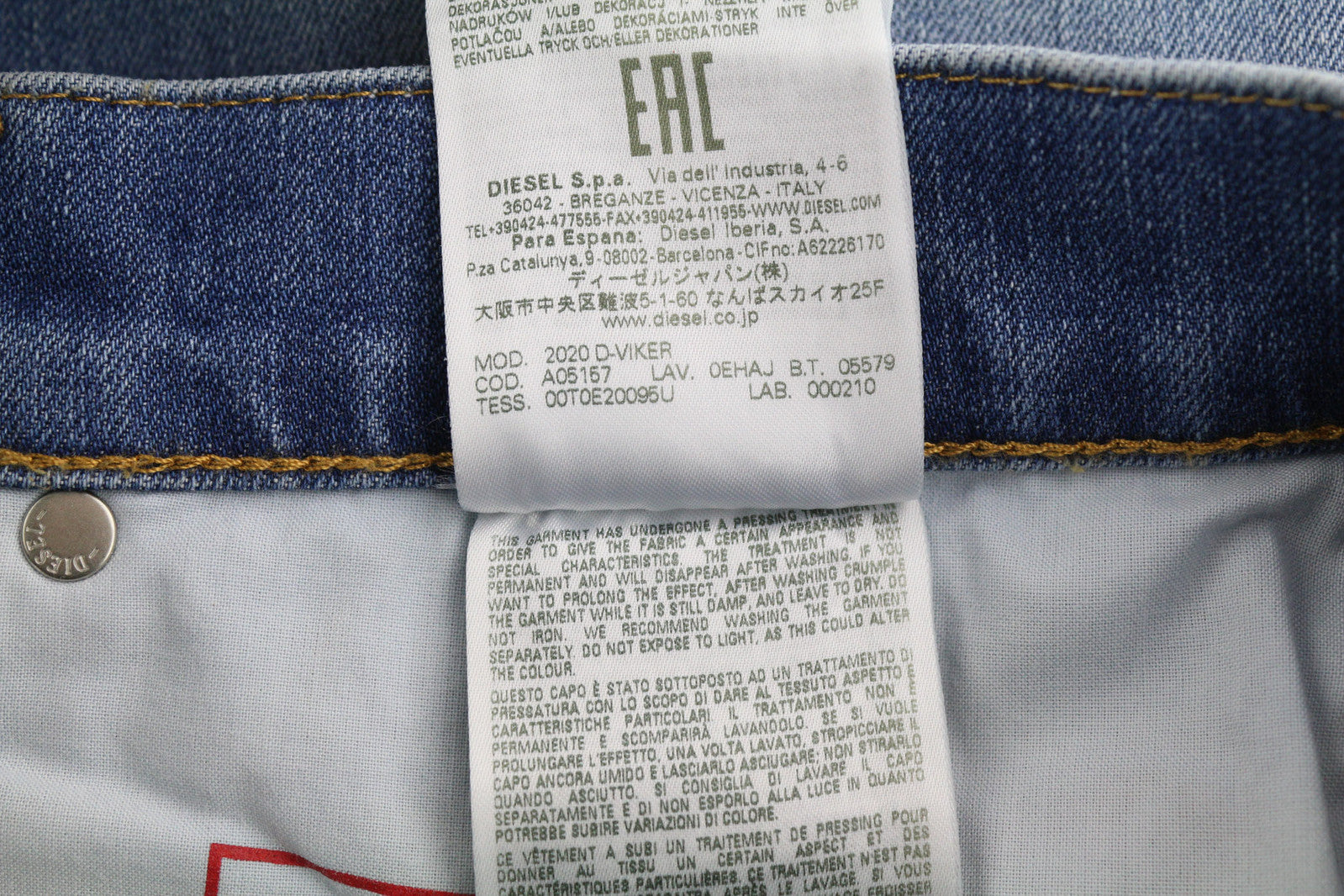 DIESEL 2020 D-Viker 0EHAJ Men Jeans W32/L30 Mid Waist Regular Fit Straight Leg