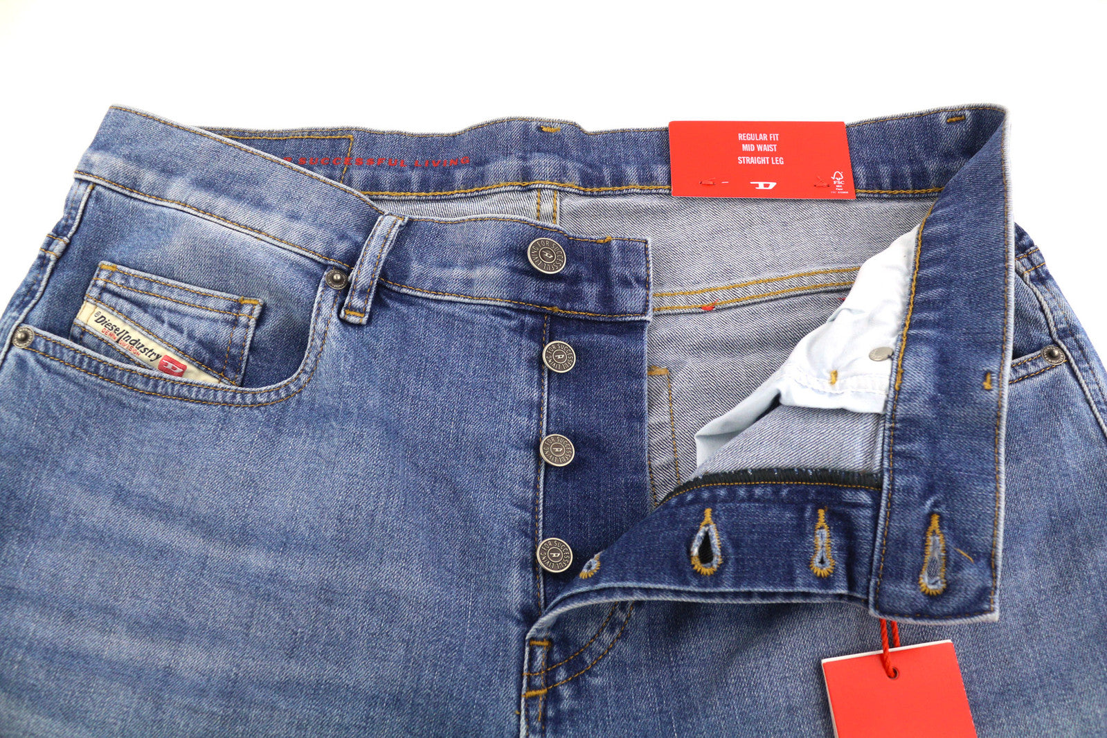 DIESEL 2020 D-Viker 0EHAJ Men Jeans W32/L30 Mid Waist Regular Fit Straight Leg