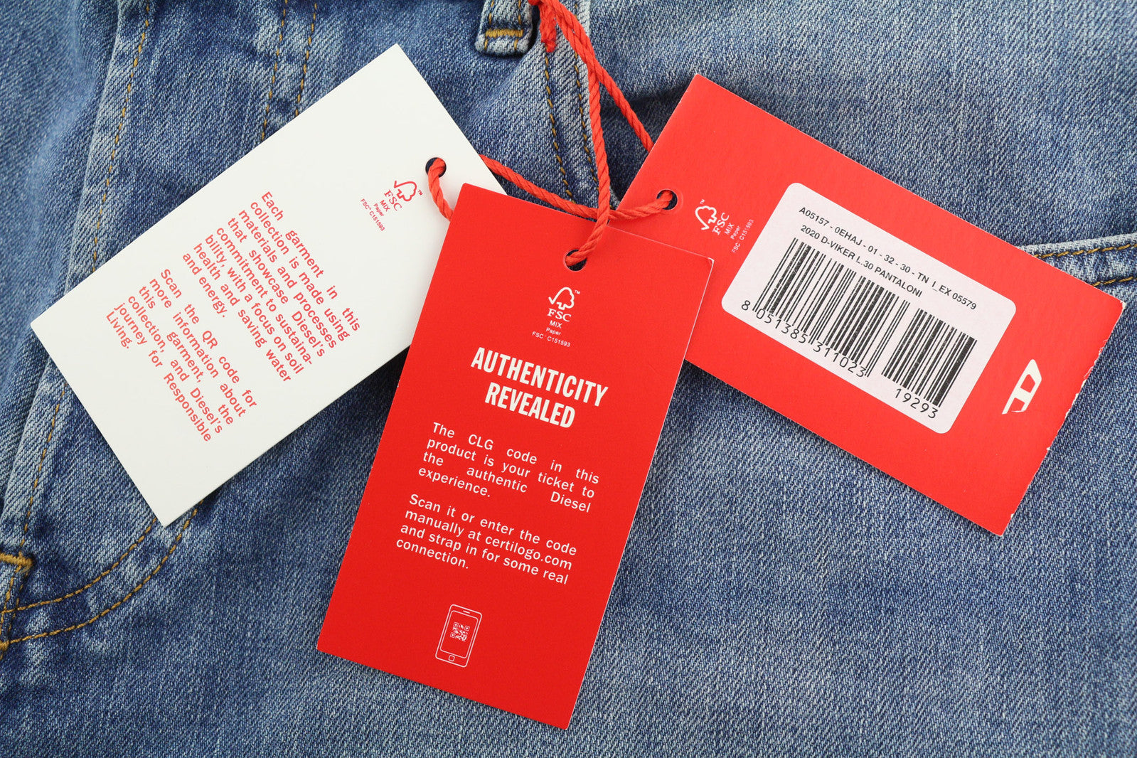 DIESEL 2020 D-Viker 0EHAJ Men Jeans W32/L30 Mid Waist Regular Fit Straight Leg