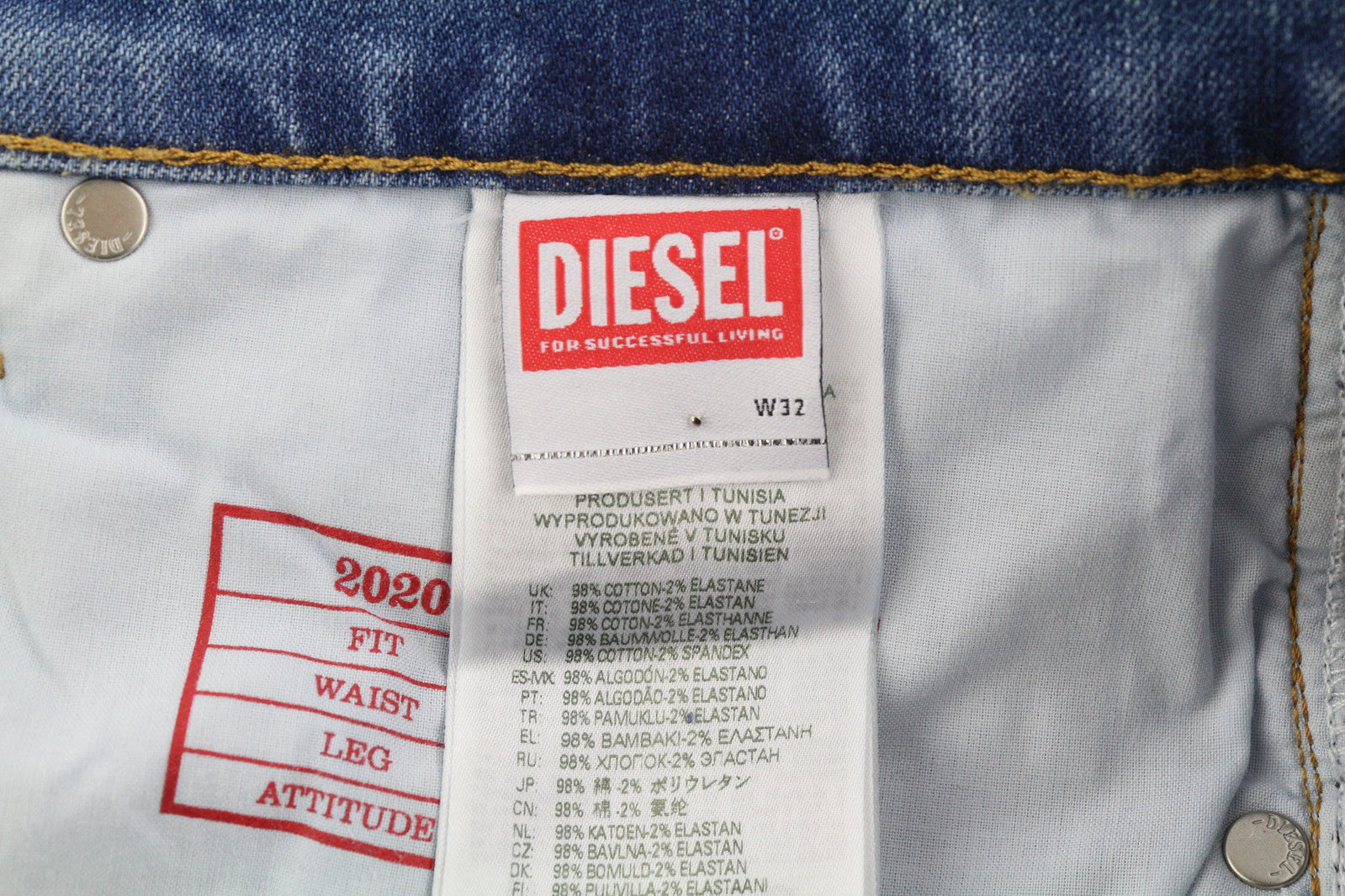 DIESEL 2020 D-Viker 0EHAJ Men Jeans W32/L30 Mid Waist Regular Fit Straight Leg