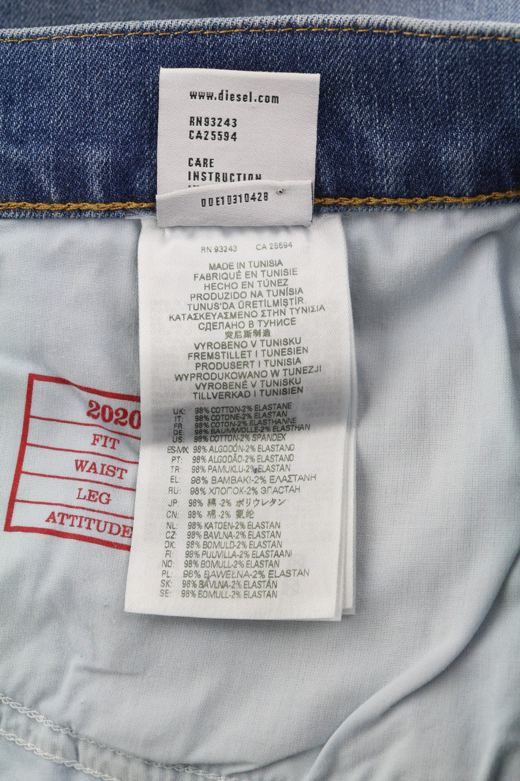 DIESEL 2020 D-Viker 0EHAJ Men Jeans W32/L30 Mid Waist Regular Fit Straight Leg