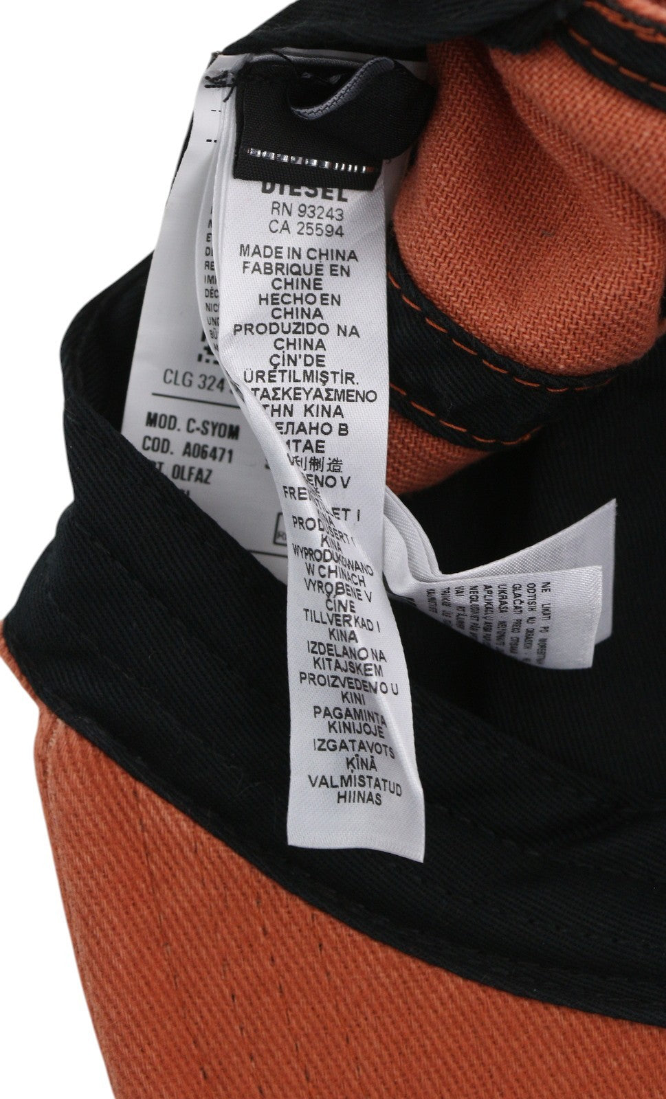 DIESEL C-Syom Men Cap OS Orange Baseball Embroidered Logo Cotton Logo Unisex