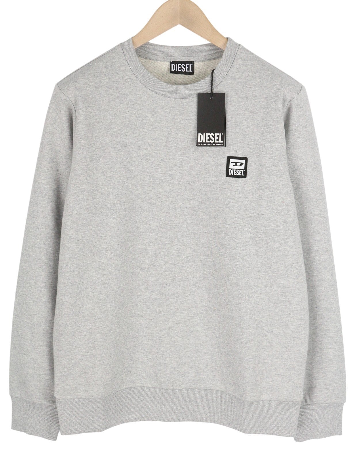 DIESEL S-Girk-K12 Men Sweatshirt M Melange Grey Pullover Crew Neck Logo RRP€100