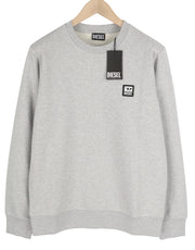 DIESEL S-Girk-K12 Men Sweatshirt M Melange Grey Pullover Crew Neck Logo RRP€100