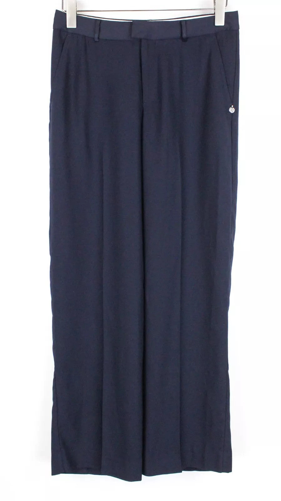 MAISON SCOTCH Women's Trousers S Navy Pleated Wide Classic Lightweight