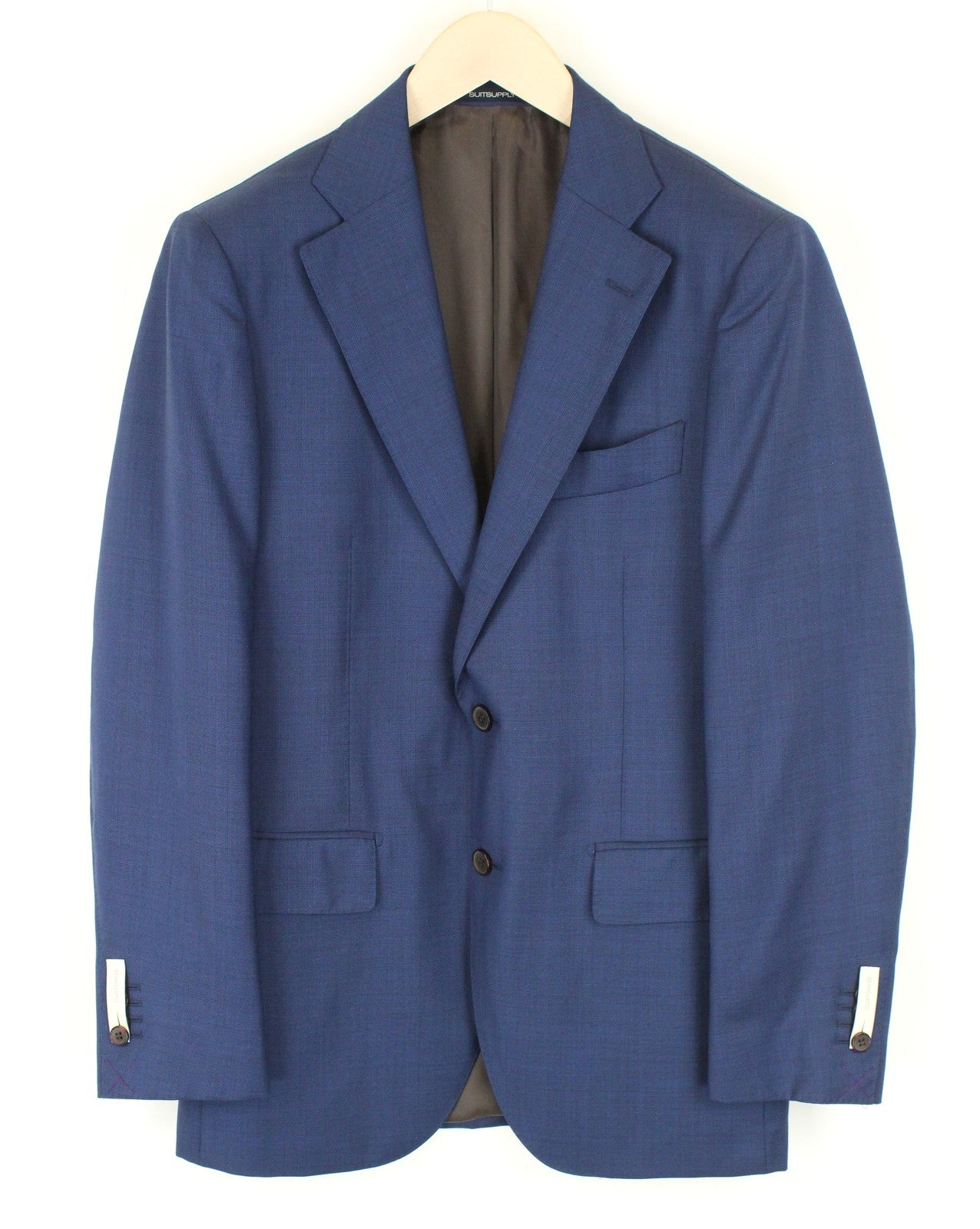 SUITSUPPLY Lazio Mens Blazer UK38R Super  Wool Slim  Blue Checked