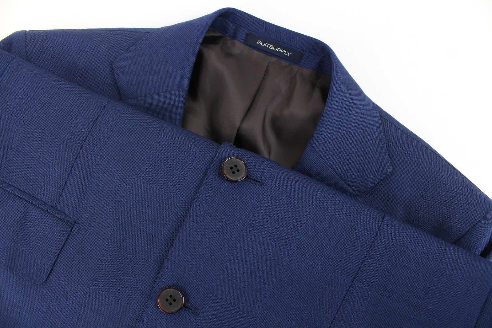 SUITSUPPLY Lazio Mens Blazer UK38R Super  Wool Slim  Blue Checked