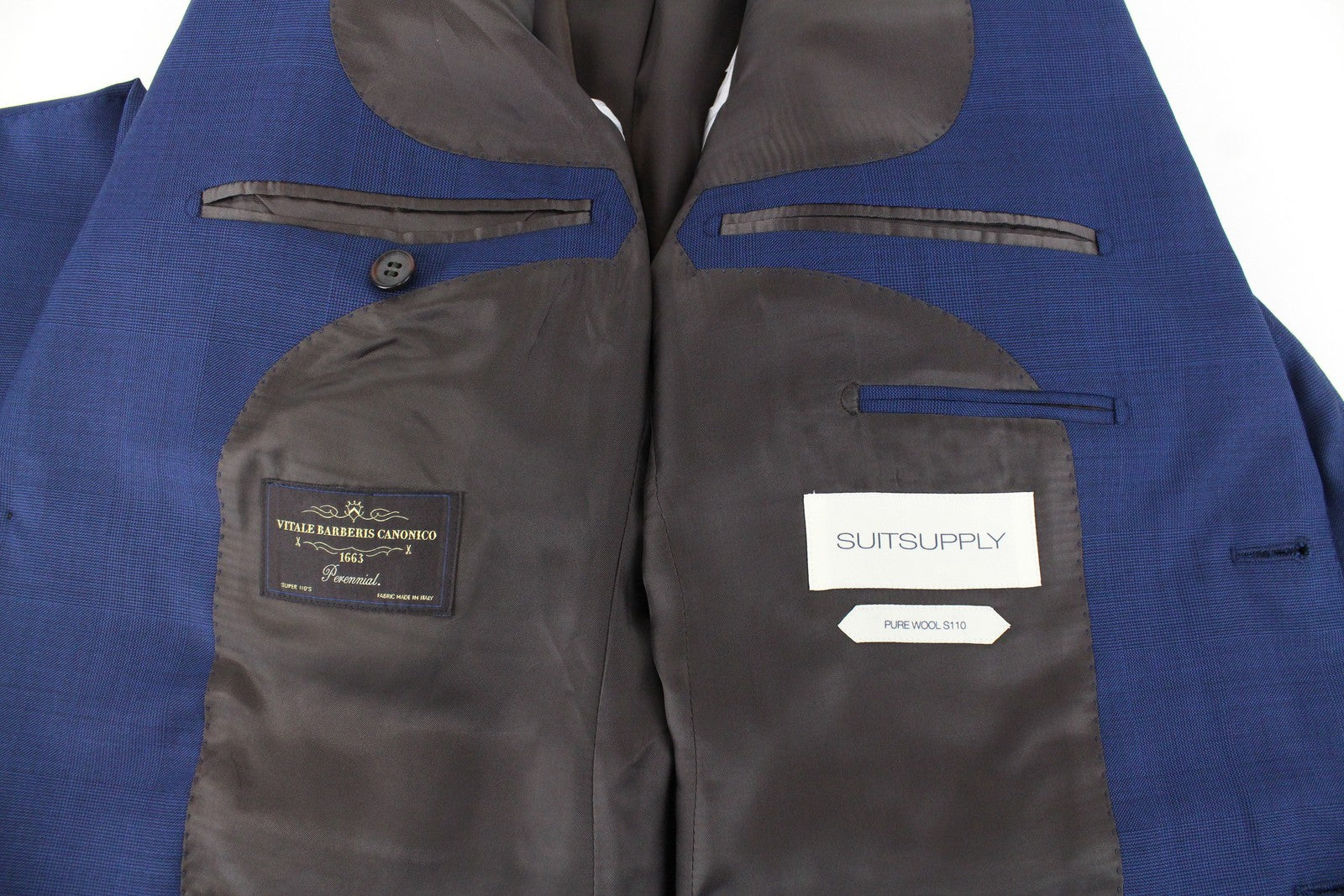 SUITSUPPLY Lazio Mens Blazer UK38R Super  Wool Slim  Blue Checked