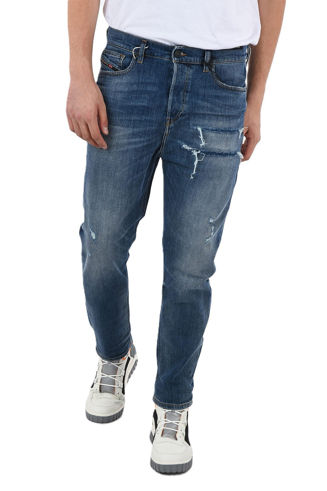 DIESEL D-Vider 0890X Men Jeans W30/L30 Carrot Fit Stretch Distress Washed Blue