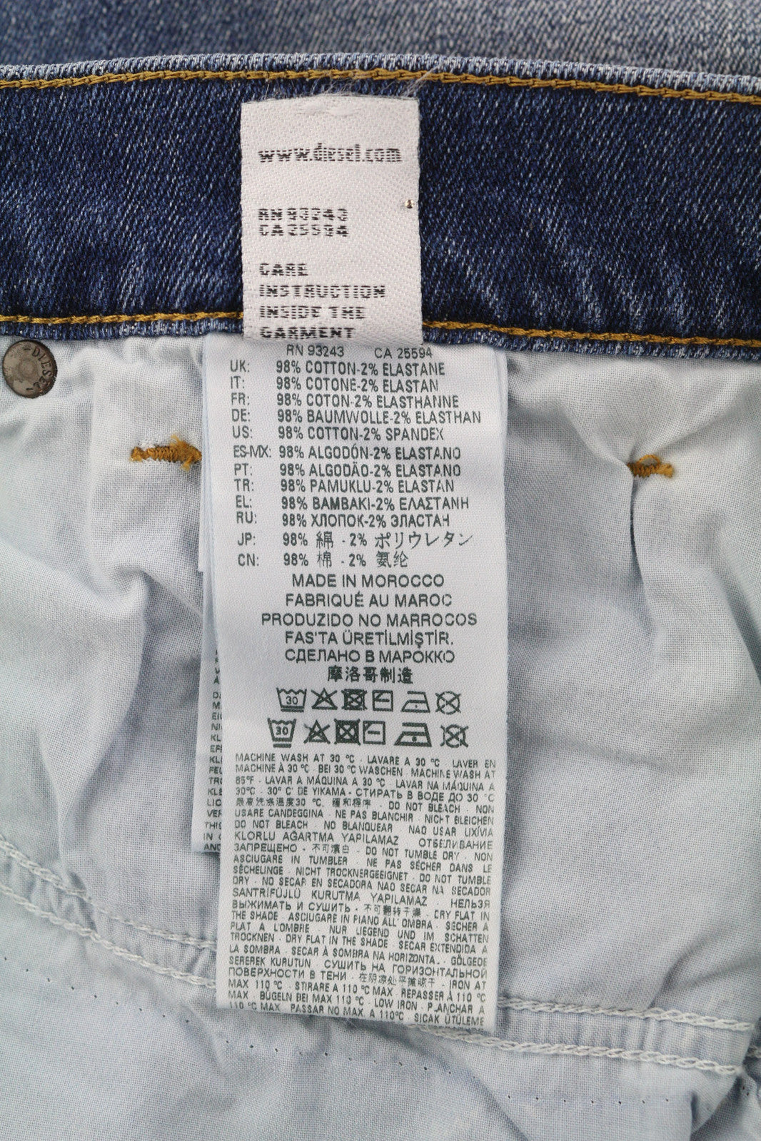 DIESEL D-Vider 0890X Men Jeans W30/L30 Carrot Fit Stretch Distress Washed Blue