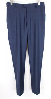 SUITSUPPLY Sienna Men's Trousers 42L Blue Pure Wool Pleated Formal Fit