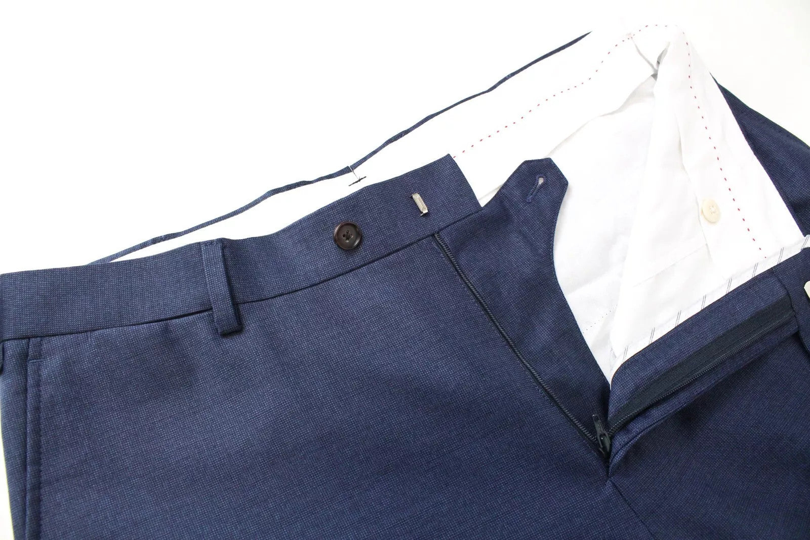 SUITSUPPLY Sienna Men's Trousers 42L Blue Pure Wool Pleated Formal Fit