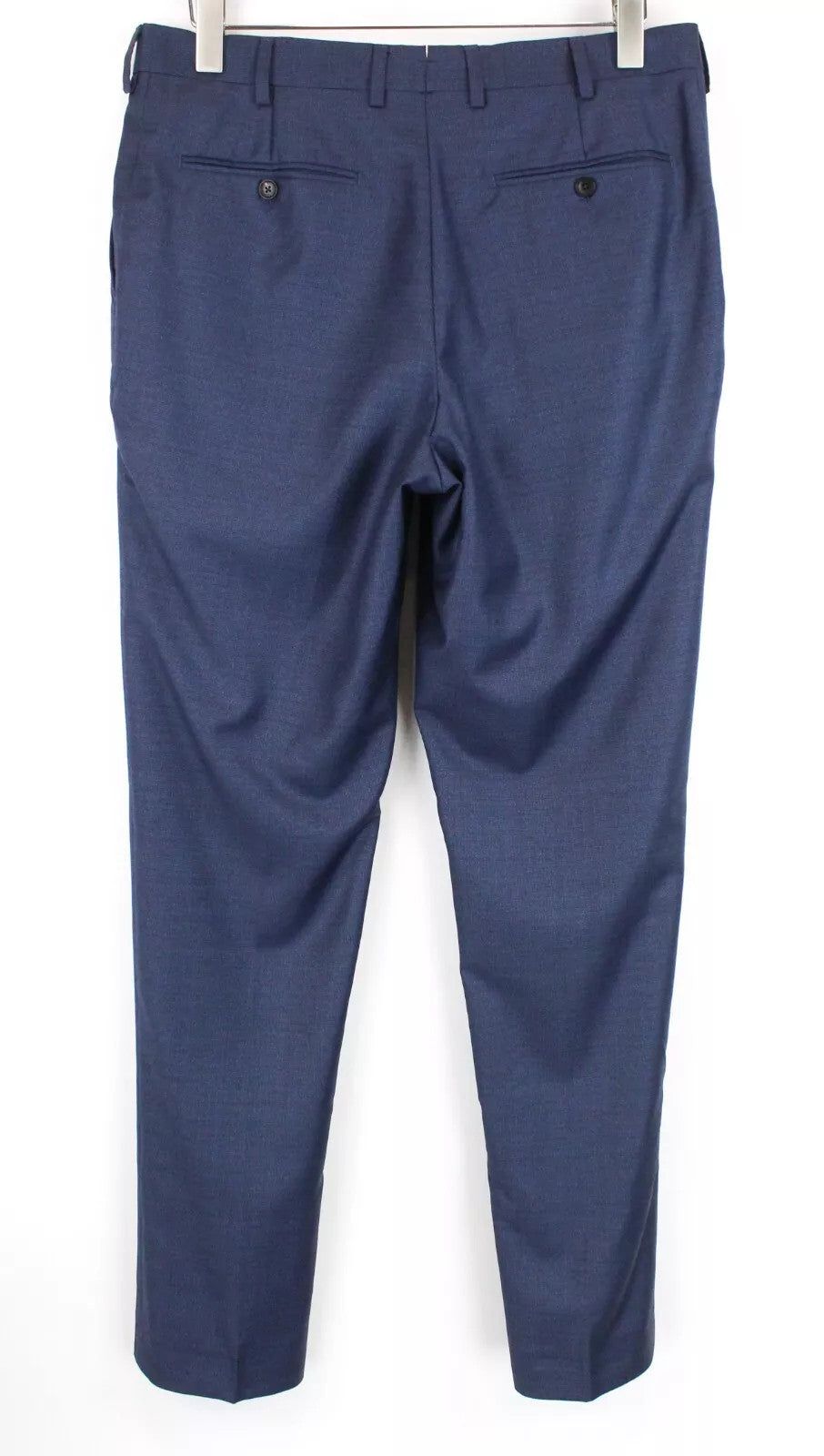 SUITSUPPLY Sienna Men's Trousers 42L Blue Pure Wool Pleated Formal Fit