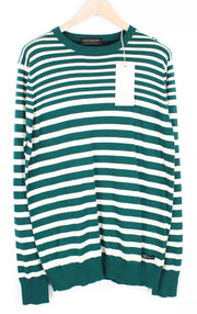 SCOTCH & SODA Ams Couture Men's Sweatshirt ~L Green Striped Cotton Pullover