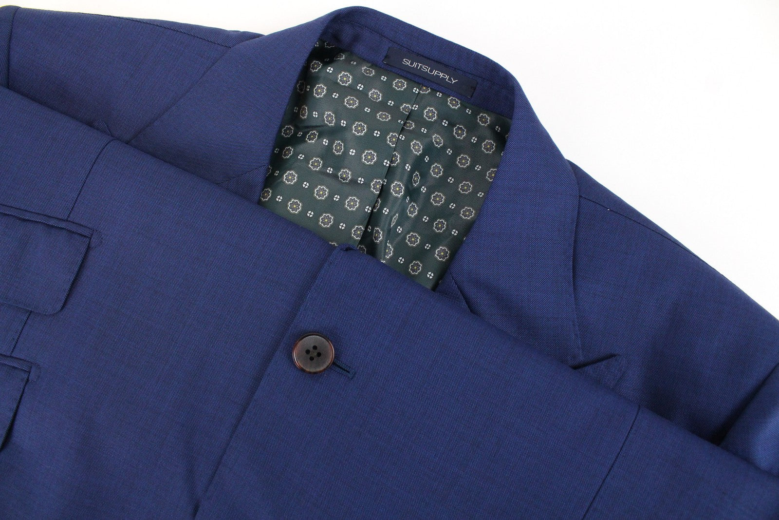 SUITSUPPLY La Spalla vyriškas švarkas UK46S mėlynas vilnonis švarkas su smailia apykakle 