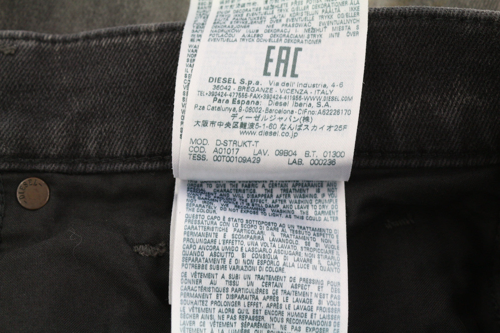 DIESEL D-Strukt Jogg 09B04 Men Jeans W30 Slim Fit Stretch Washed Black RRP€295