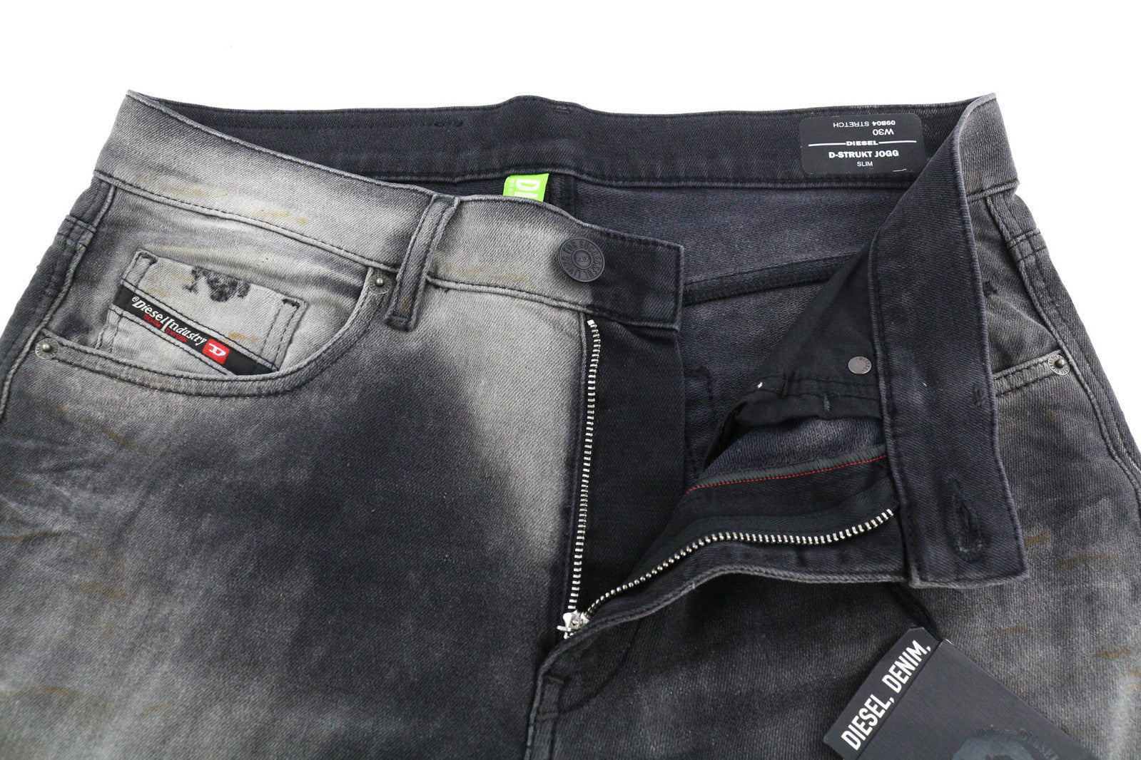 DIESEL D-Strukt Jogg 09B04 Men Jeans W30 Slim Fit Stretch Washed Black RRP€295