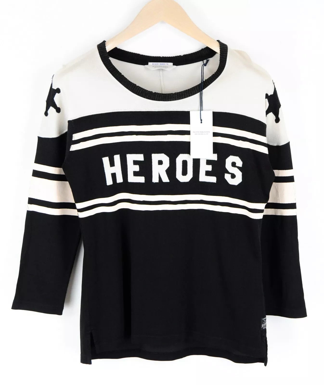 SCOTCH & SODA Ams Blauw Men's T-Shirt ~S Black 3/4 Sleeve Casual Pullover