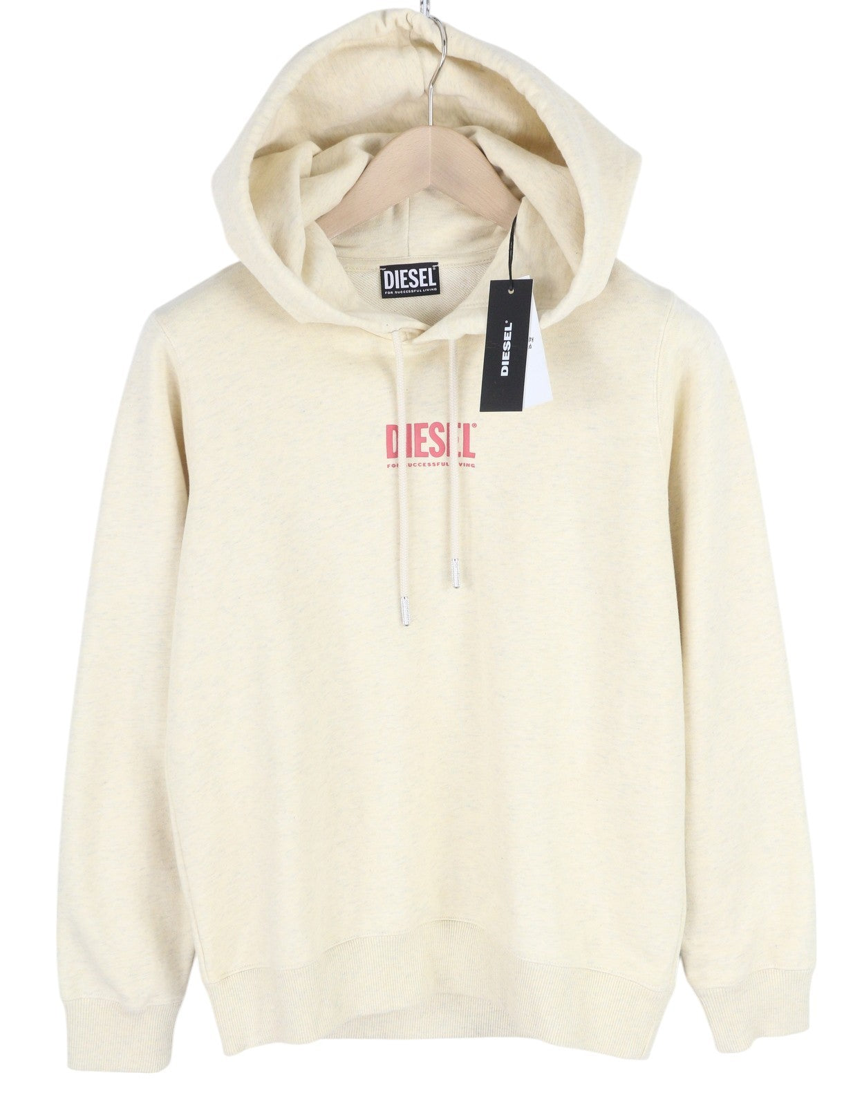 DIESEL F-Angs-H-Ecosmallogo Womens Hoodie S Melange Light Yellow Pullover