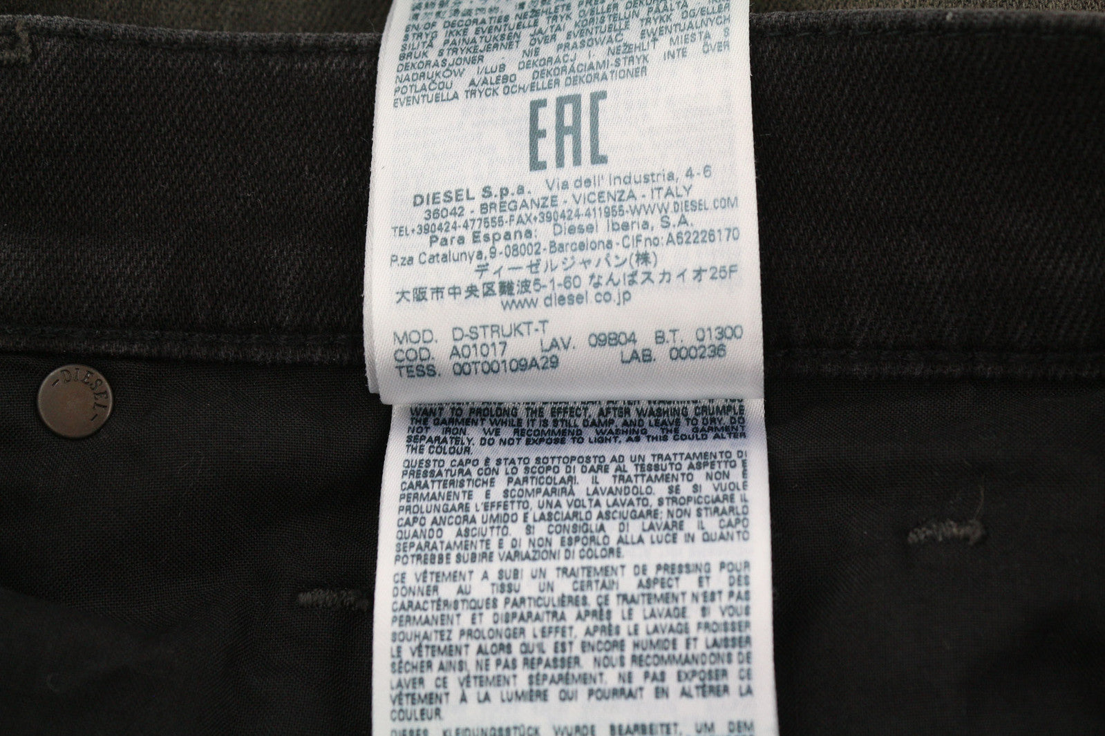 DIESEL D-Strukt Jogg 09B04 Men Jeans W30 Slim Leg Stretch Washed Black RRP€295