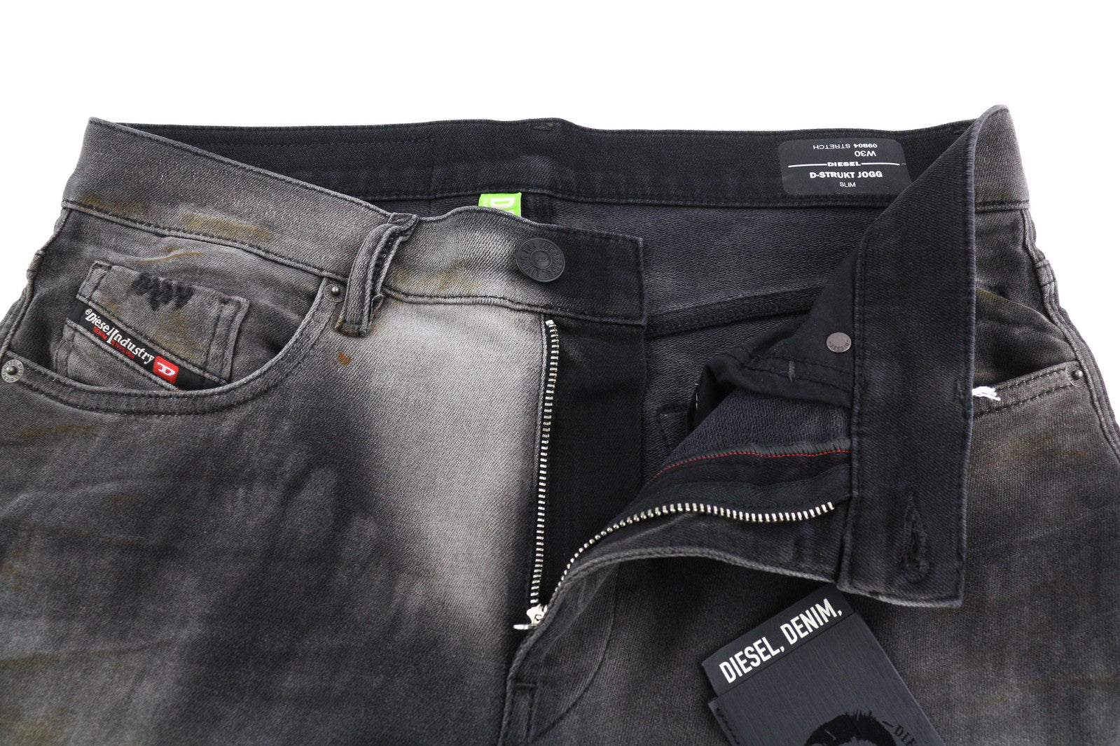 DIESEL D-Strukt Jogg 09B04 Men Jeans W30 Slim Leg Stretch Washed Black RRP€295