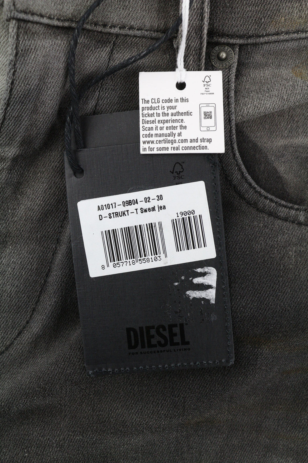 DIESEL D-Strukt Jogg 09B04 Men Jeans W30 Slim Leg Stretch Washed Black RRP€295