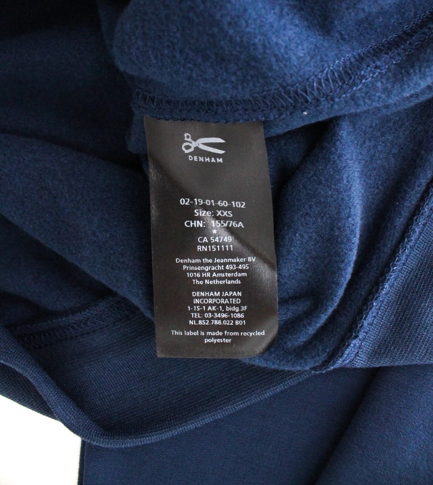 DENHAM Compass Women's T-Shirt 2XS Blue Long Sleeve Stretch Casual