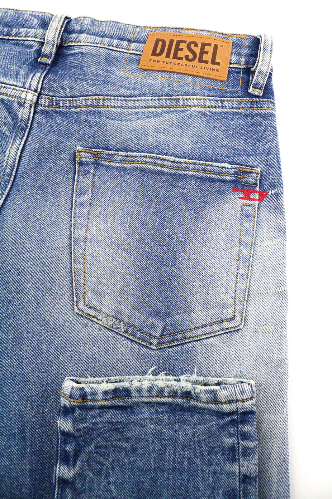 DIESEL D-Strukt 009MW Men Jeans W31/L32 Slim Stretch Distress Washed Blue RRP195