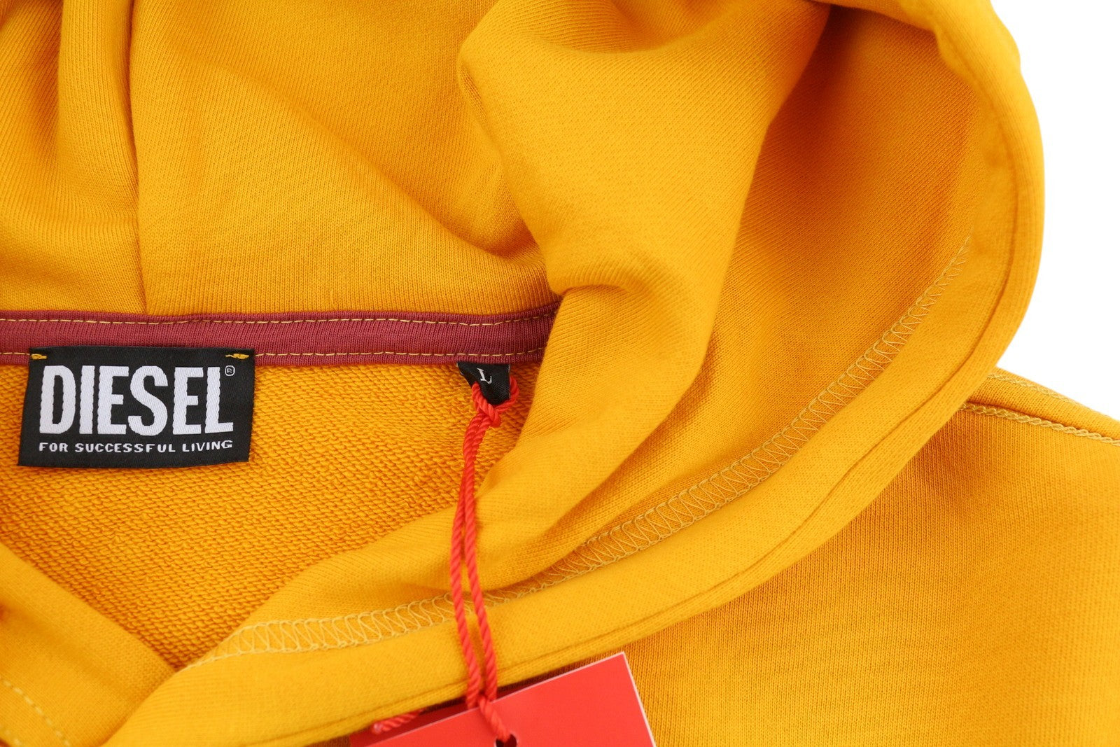 DIESEL S-Ginn-Hood-E5 Mens Hoodie L Yellow Pullover Kangaroo Pocket RRP€175