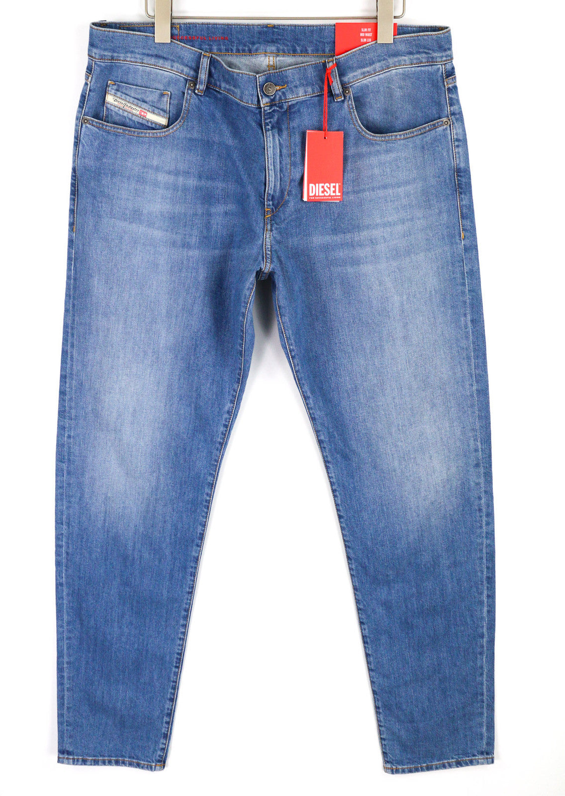 DIESEL 2019 D-Strukt 0EHAJ Men Jeans W40/L34 Slim Fit Mid Waist Washed Blue