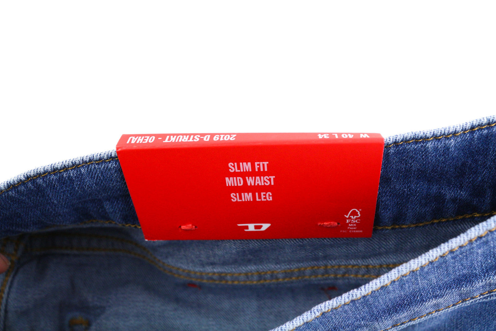 DIESEL 2019 D-Strukt 0EHAJ Men Jeans W40/L34 Slim Fit Mid Waist Washed Blue