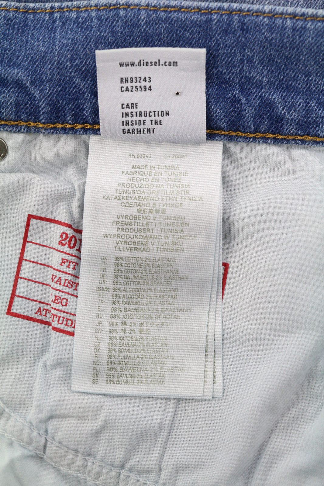 DIESEL 2019 D-Strukt 0EHAJ Men Jeans W40/L34 Slim Fit Mid Waist Washed Blue