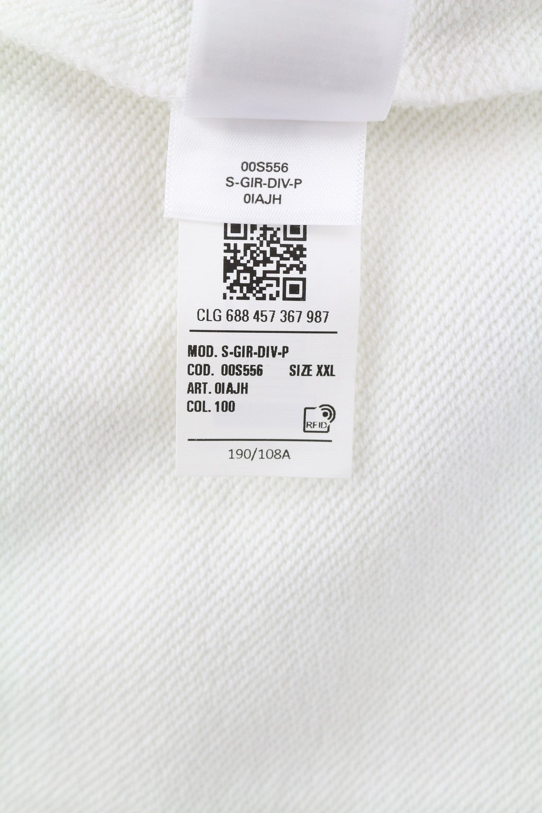 DIESEL S-Gir-Div-P Men Sweatshirt 2XL White Pullover Crew Neck Logo RRP€100