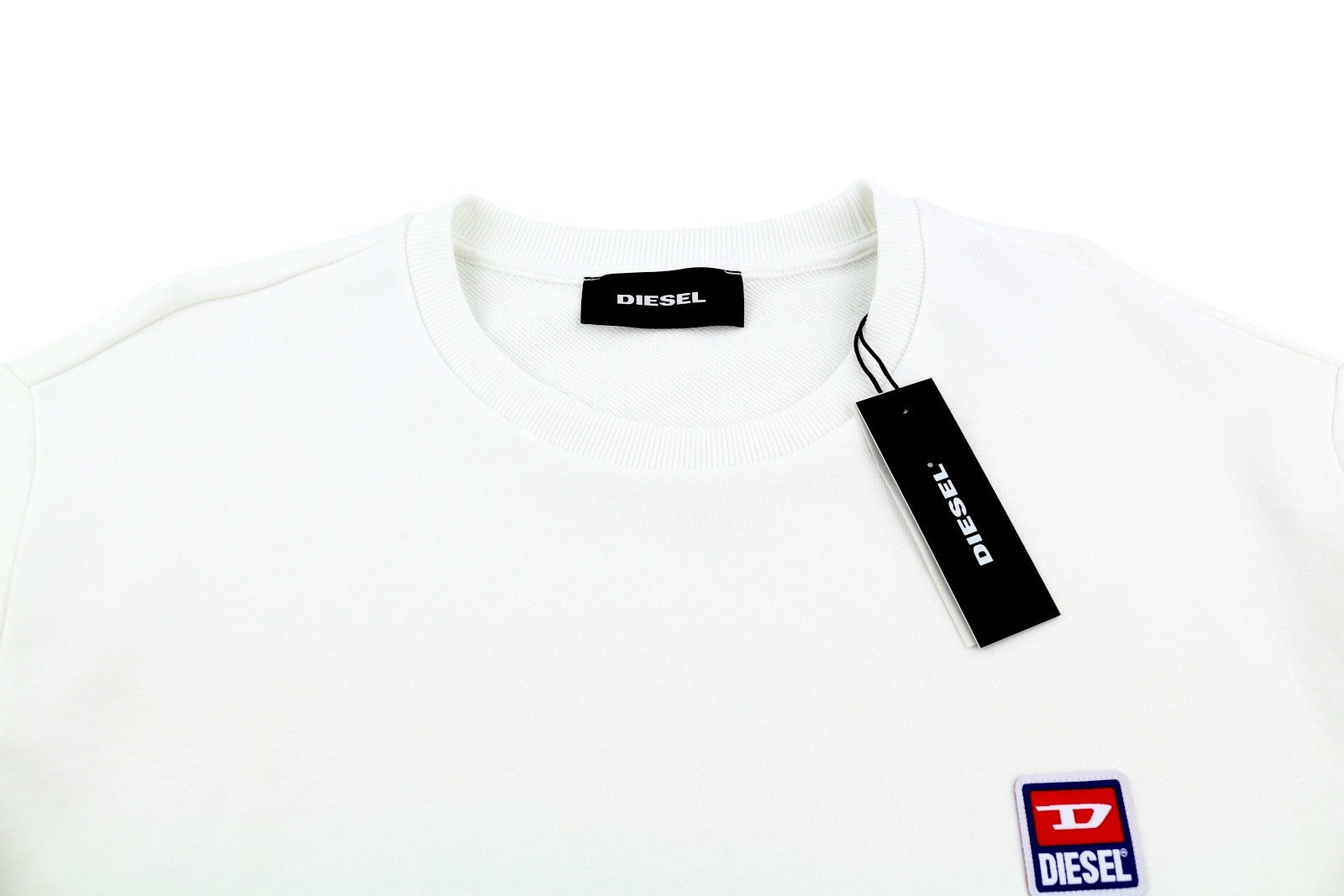 DIESEL S-Gir-Div-P Men Sweatshirt 2XL White Pullover Crew Neck Logo RRP€100