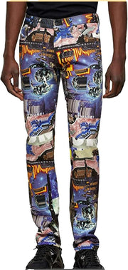 DIESEL D-Kras 009VB Men Jeans W32/L32 Slim Fit Patterned Buttoned Logo RRP€295