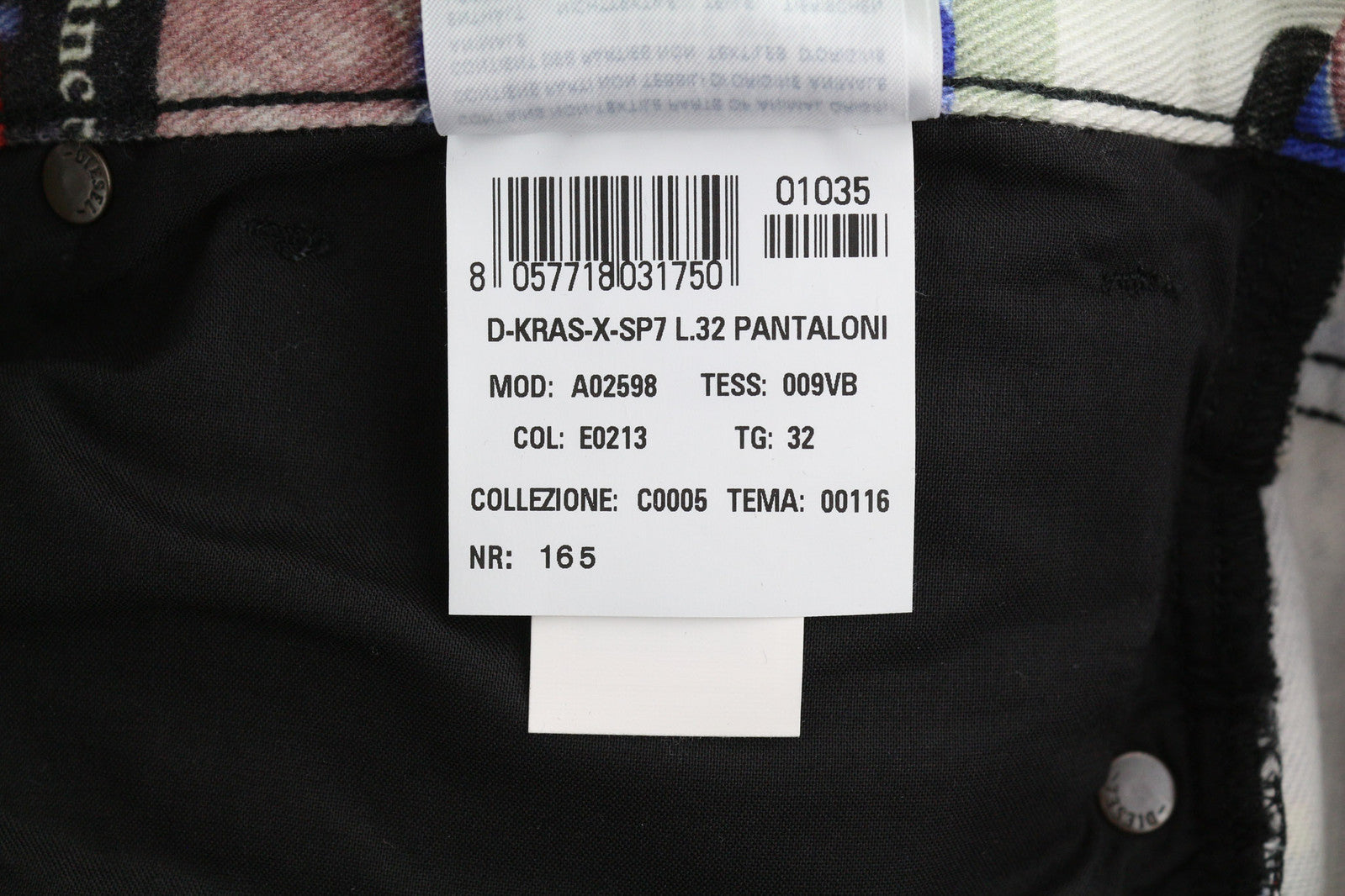 DIESEL D-Kras 009VB Men Jeans W32/L32 Slim Fit Patterned Buttoned Logo RRP€295