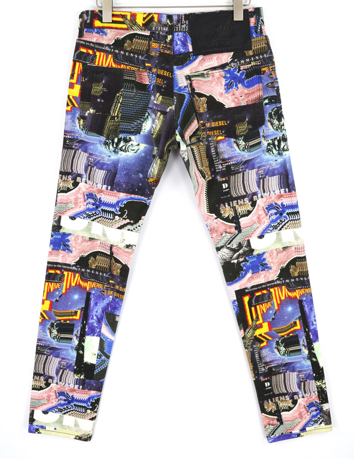 DIESEL D-Kras 009VB Men Jeans W32/L32 Slim Fit Patterned Buttoned Logo RRP€295