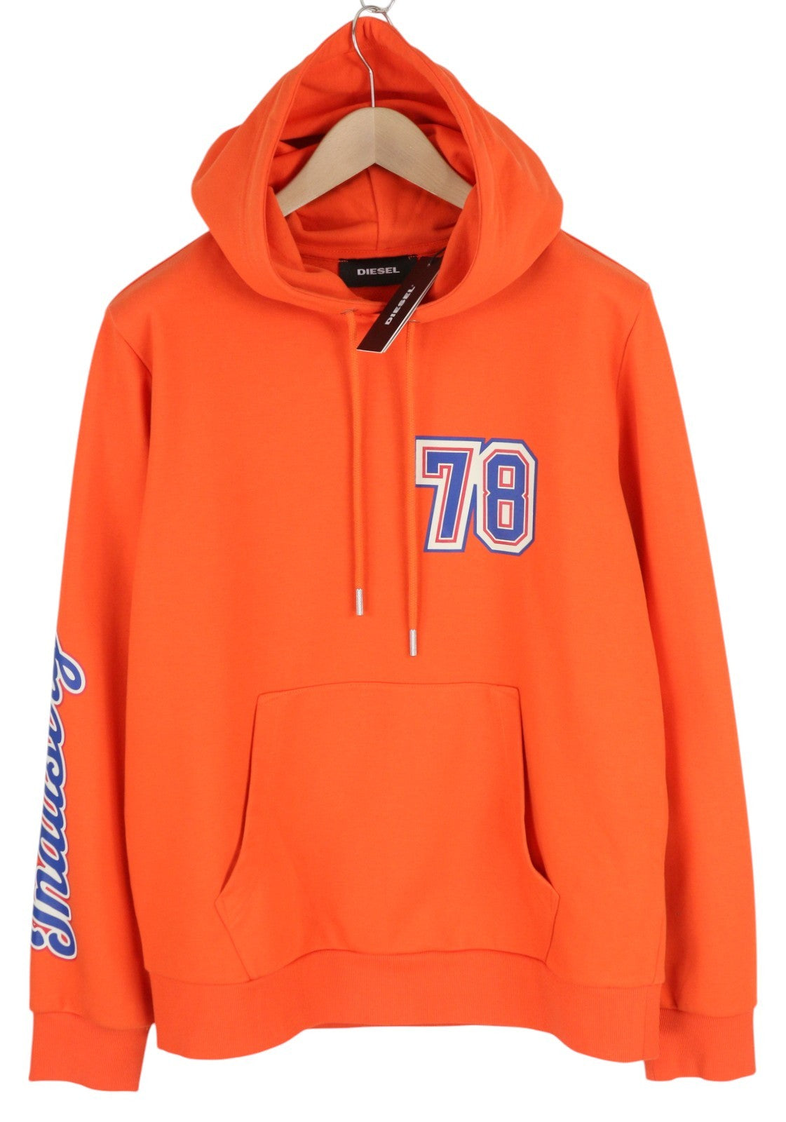 DIESEL S-Girk-Hood-K12 Mens Hoodie L Orange Pullover Kangaroo Pocket RRP€130