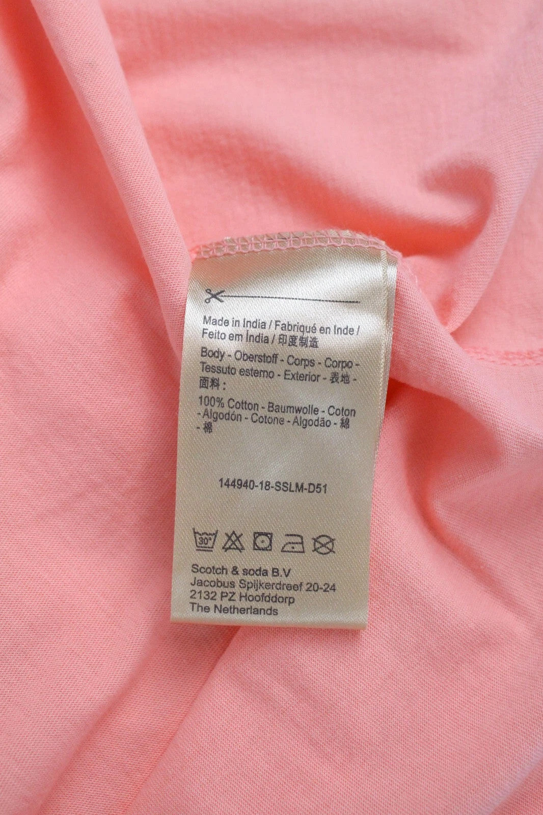 MAISON SCOTCH Women's T-Shirt S Pink Cotton Short Sleeve Pullover