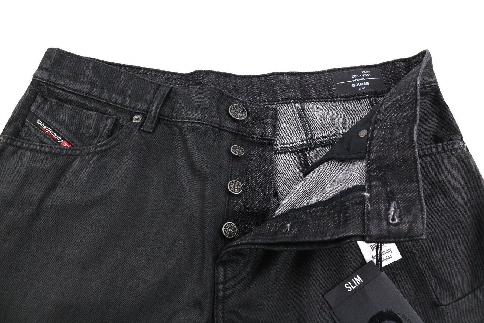 DIESEL D-Kras 0BFAX Men Jeans W33/L32 Denim Black Slim Fit Pockets RRP€275
