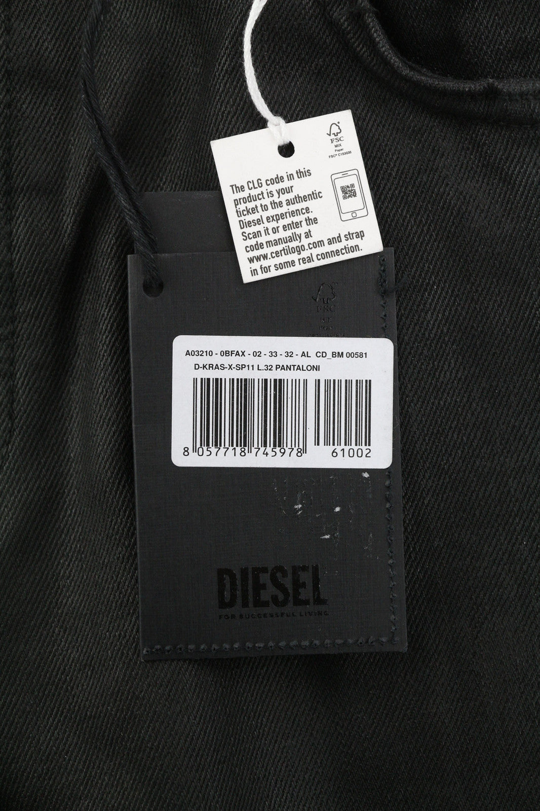 DIESEL D-Kras 0BFAX Men Jeans W33/L32 Denim Black Slim Fit Pockets RRP€275