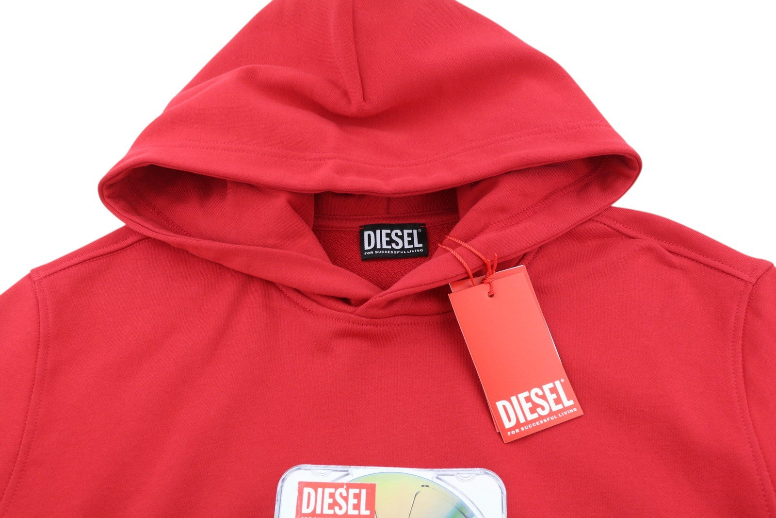 DIESEL S-Ginn-Hood-E6 Mens Hoodie L Red Hooded Pullover Kangaroo Pocket RRP€175