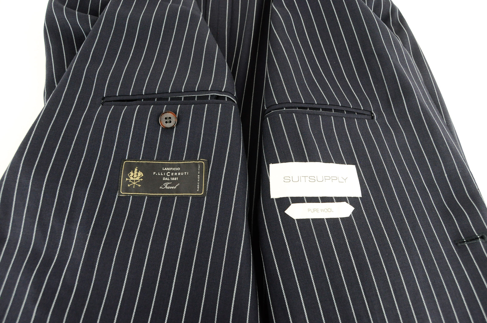 SUITSUPPLY Havana Men's Blazer UK40R Navy Striped Slim Fit Pure Wool Formal Wear