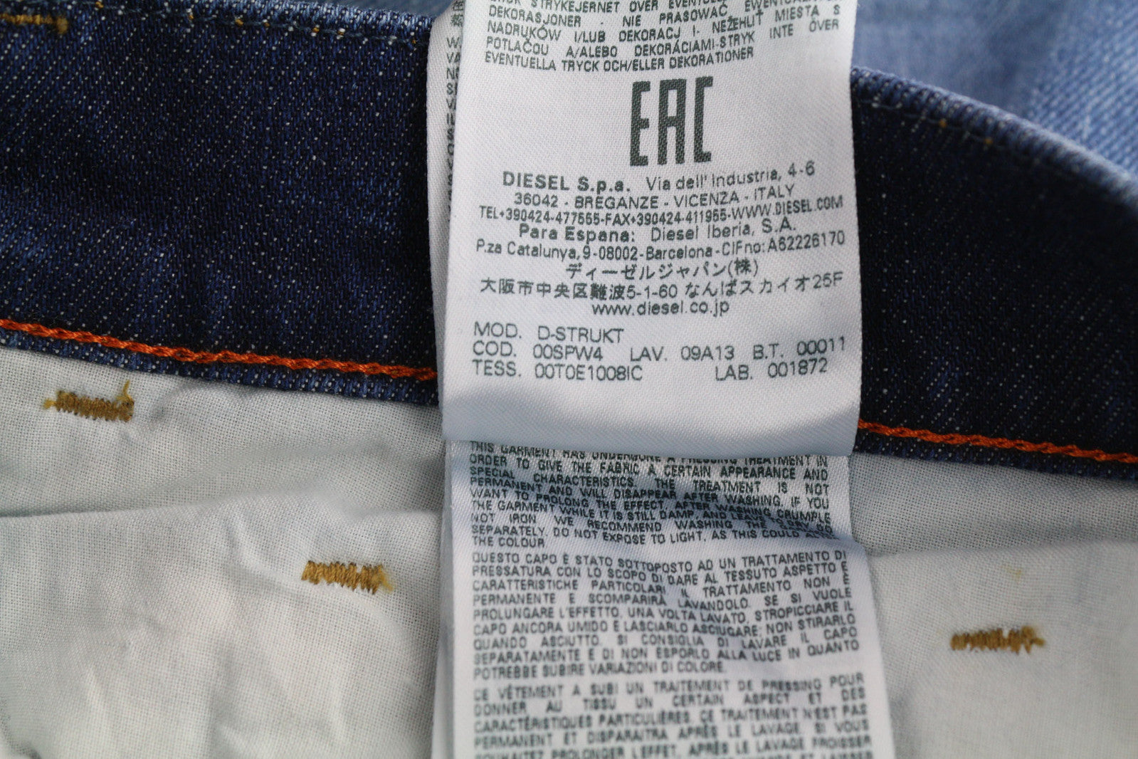 DIESEL D-Strukt 09A13 Men Jeans W32/L30 Slim  Stretch Logo Washed Blue RRP€295