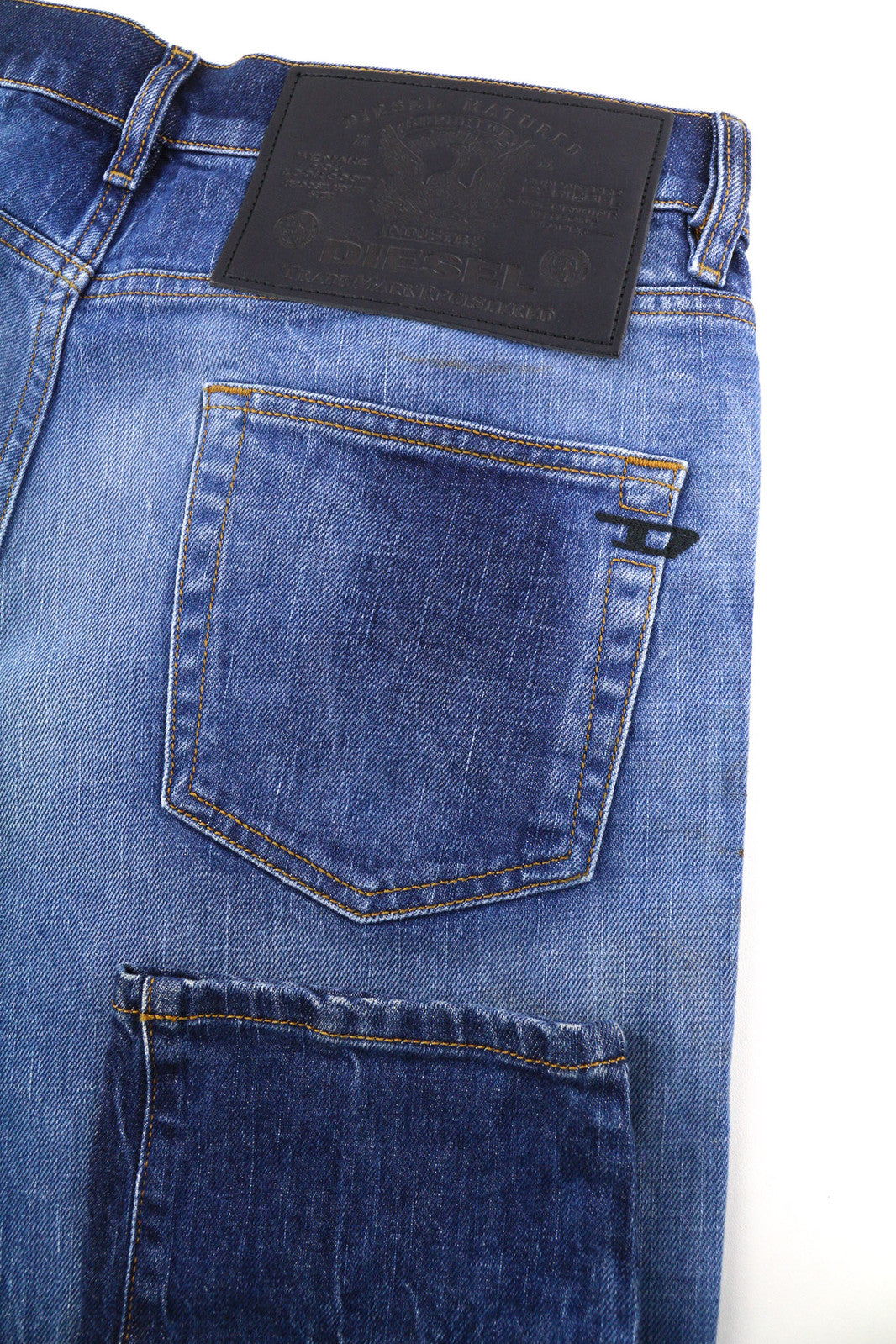 DIESEL D-Strukt 09A13 Men Jeans W32/L30 Slim  Stretch Logo Washed Blue RRP€295